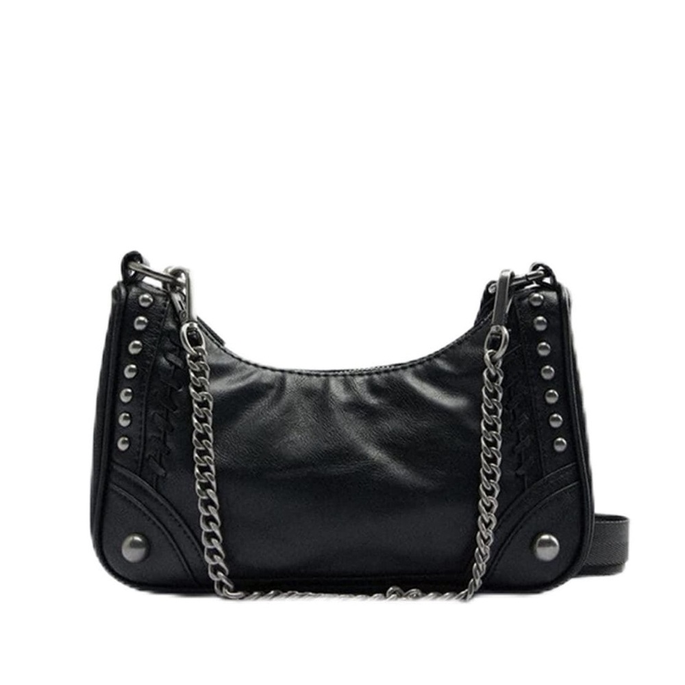 Zara Black Studded Faux Leather Bag